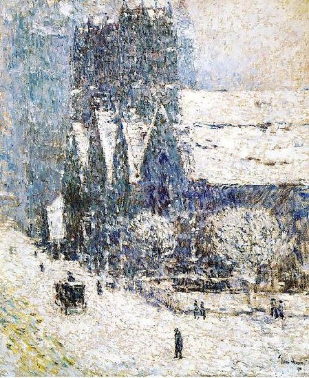 Childe Hassam Painting, oil on canvas, of Calvary Church